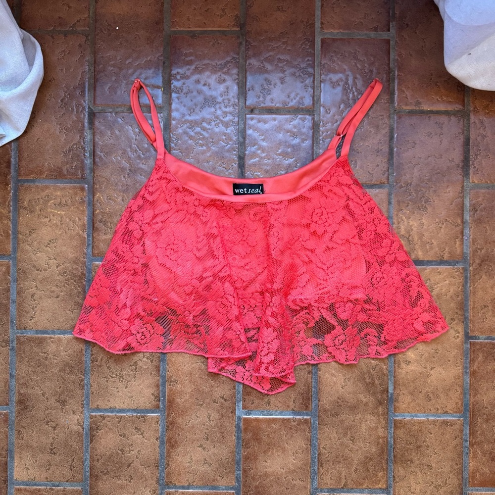 Iconic 2010s Wet Seal Red Lace Crop Top